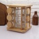 Wooden & Glass Spices Set 12 pieces with Wooden Stand